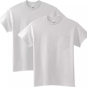 Gildan Men's Ultra Cotton T-Shirt with Pocket, 2-Pack, 100% Cotton, White
